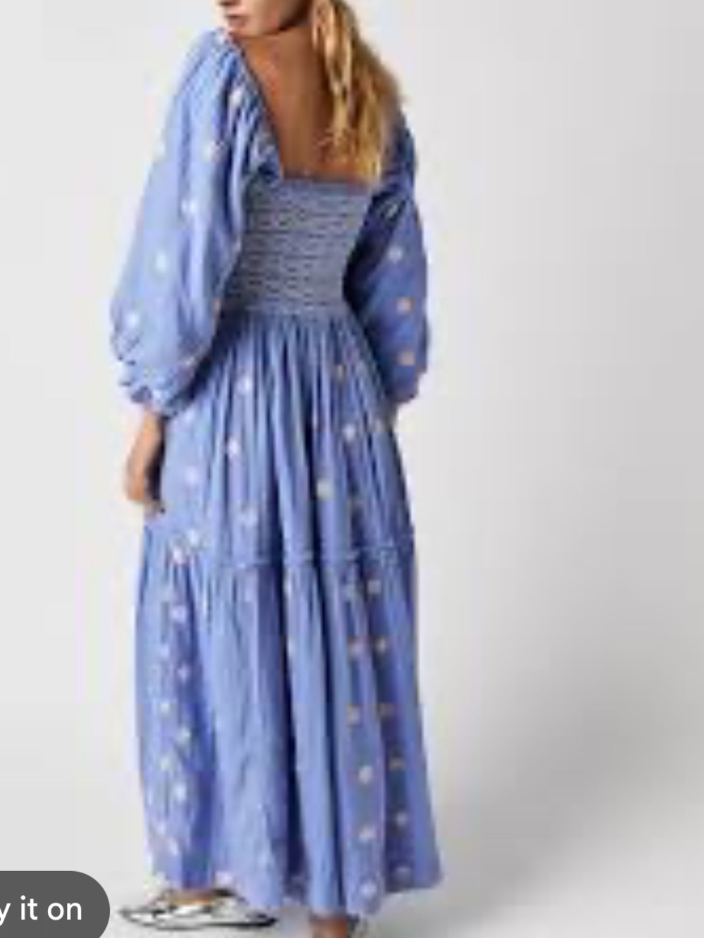 Free People Lavender Blue Floral Smocked Maxi Dress - Picture 2 of 5